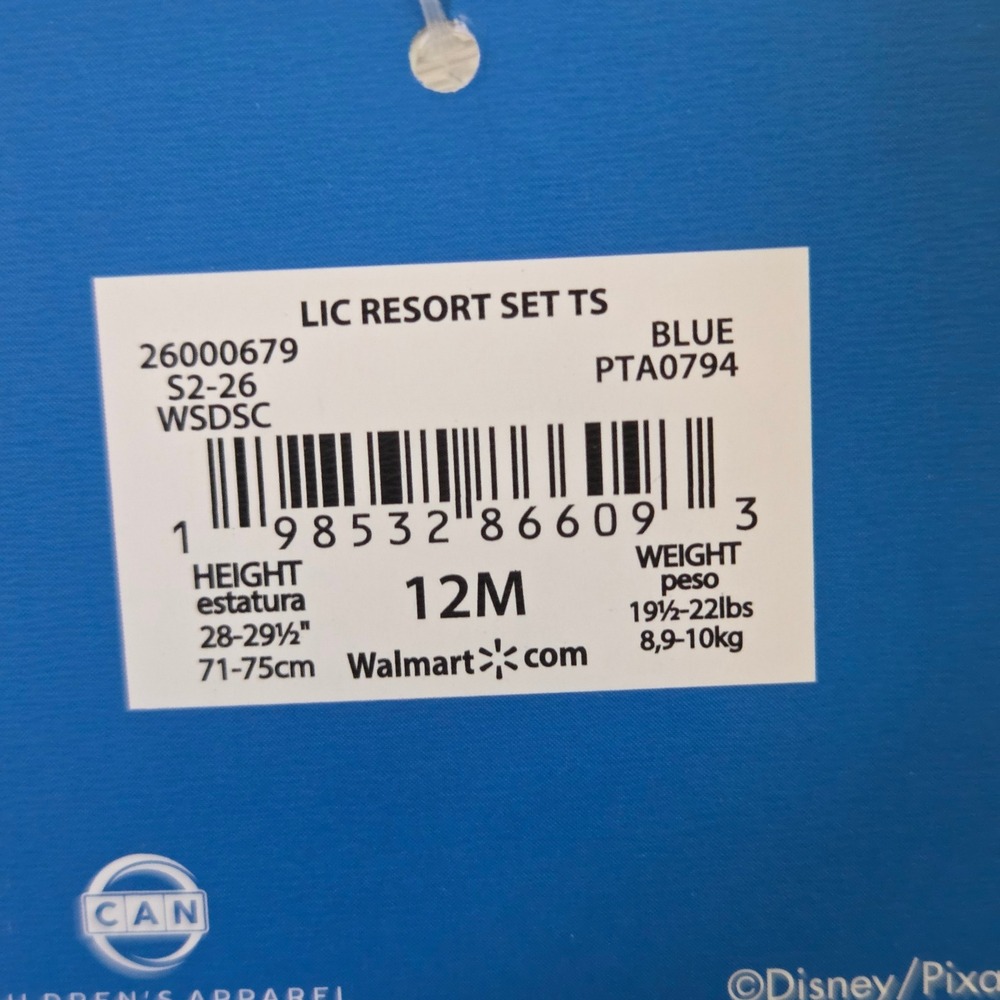 Disney Pixar Toy Story Woody Blue Tropical Resort Shirt and Shorts Set 12M NEW - Picture 6 of 6
